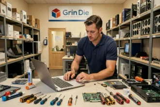 Technicien en réparation informatique dans un atelier professionnel en Nouvelle-Aquitaine